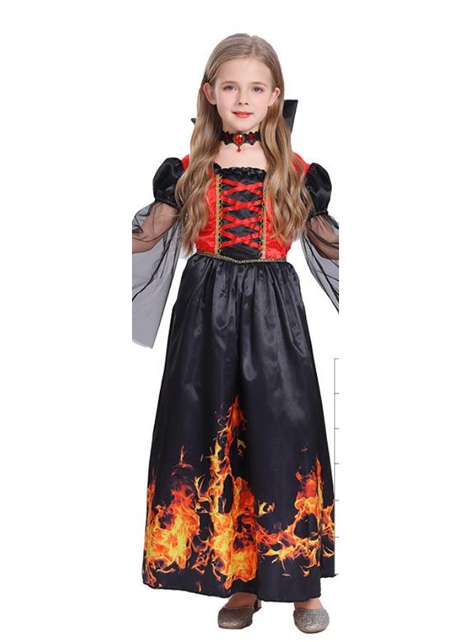 NIBEMINENT Role-playing girl children's costume Halloween children's princess ankle long dress - Image 1