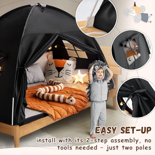 Sherilyn Full Size Bed Canopy Toddler Bunk Bed Tents Dream Tent on Bed Privacy Space Blackout Kids Sleeping Tents Indoor Floor Portable Drafty Playhouse for Boys Girl Birthday House Gift - Image 5