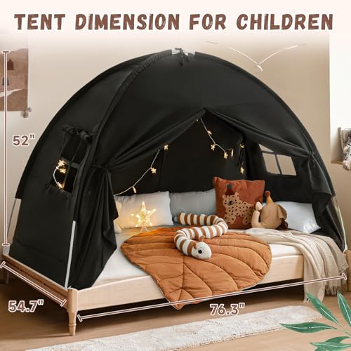 Sherilyn Full Size Bed Canopy Toddler Bunk Bed Tents Dream Tent on Bed Privacy Space Blackout Kids Sleeping Tents Indoor Floor Portable Drafty Playhouse for Boys Girl Birthday House Gift - Image 2