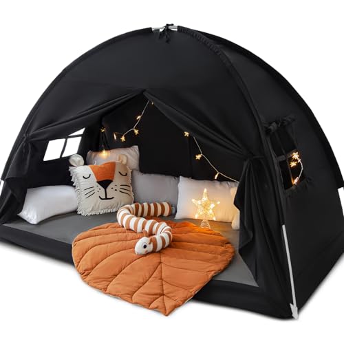Sherilyn Full Size Bed Canopy Toddler Bunk Bed Tents Dream Tent on Bed Privacy Space Blackout Kids Sleeping Tents Indoor Floor Portable Drafty Playhouse for Boys Girl Birthday House Gift - Image 1