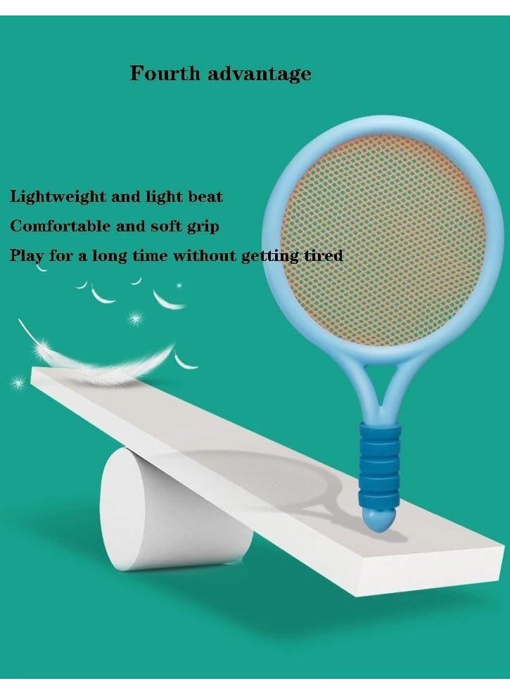 Plastic Kids Training Racquet Set Children Badminton Boys and Girls Tennis Racquet Starter set with 2 Racquets 1 Shuttlecock 1 Ball Blue Green