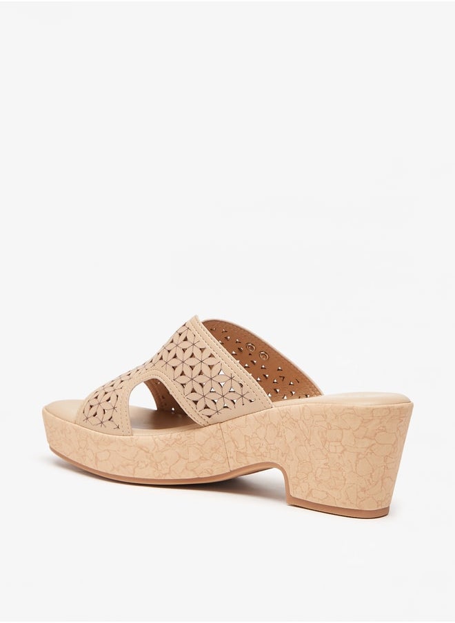Le Confort Women Lazer Cut Cork Covered Heel Comfort Sandal  - Image 2