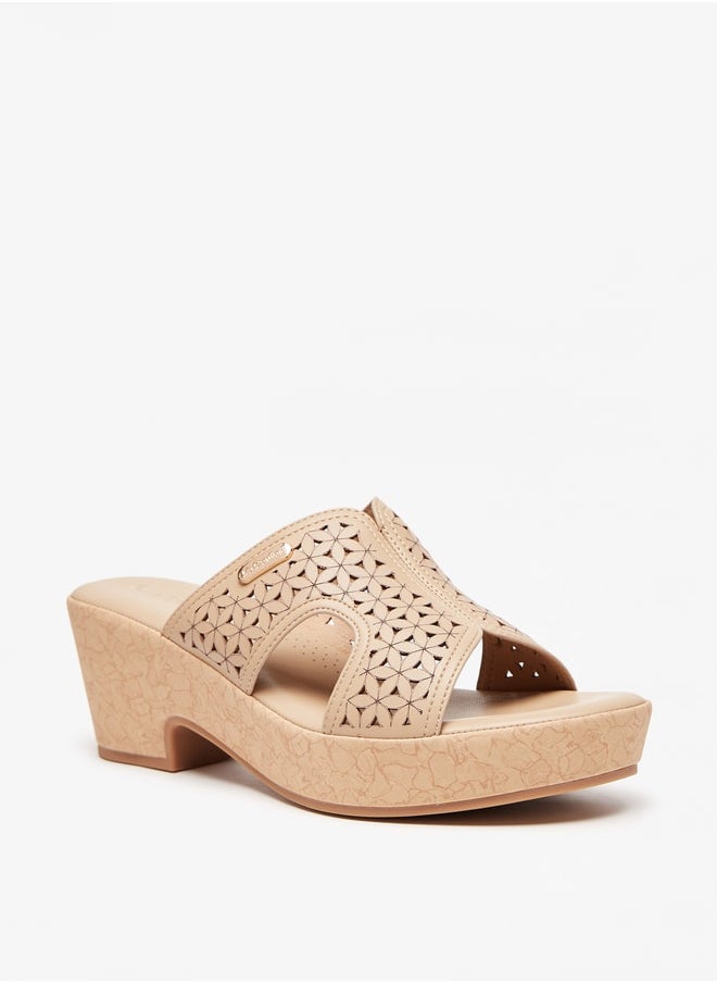 Le Confort Women Lazer Cut Cork Covered Heel Comfort Sandal  - Image 3