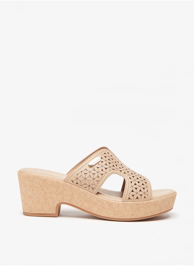 Le Confort Women Lazer Cut Cork Covered Heel Comfort Sandal  - Image 1