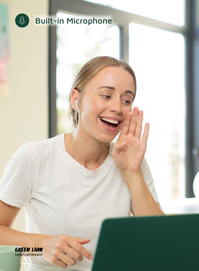 GREEN LION Atlanta True Wireless Earbuds with 3H Playtime & Voice Assistant / Bluetooth V5.4 / HiFi Sound / Built-in Microphone / IPX4 Waterproof - White - Image 5