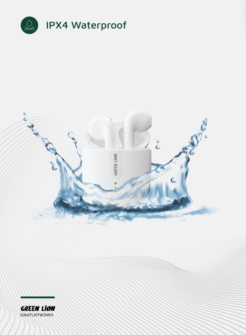 GREEN LION Atlanta True Wireless Earbuds with 3H Playtime & Voice Assistant / Bluetooth V5.4 / HiFi Sound / Built-in Microphone / IPX4 Waterproof - White - Image 4