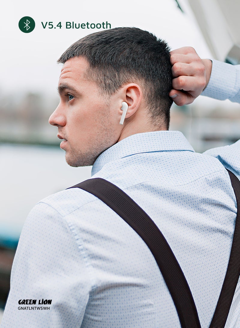GREEN LION Atlanta True Wireless Earbuds with 3H Playtime & Voice Assistant / Bluetooth V5.4 / HiFi Sound / Built-in Microphone / IPX4 Waterproof - White - Image 3