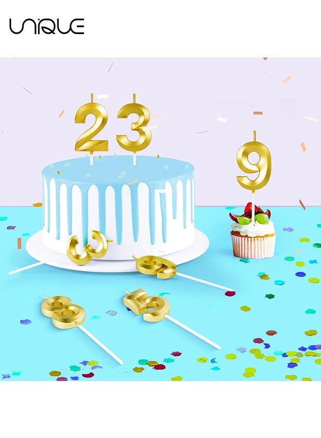 يونيك مجموعة شموع عيد ميلاد رقمية 10 قطع - شموع 0-9 زخرفة كيك توبر - شموع كعكة لامعة - زخرفة كعكة ثلاثية الأبعاد - زخرفة كعكة لحفلة عيد ميلاد ، حفلات زفاف ، حفلات شركة ، احتفالات الذكرى السنوية ، رقم شمعة عيد الميلاد - ذهبي - Image 5