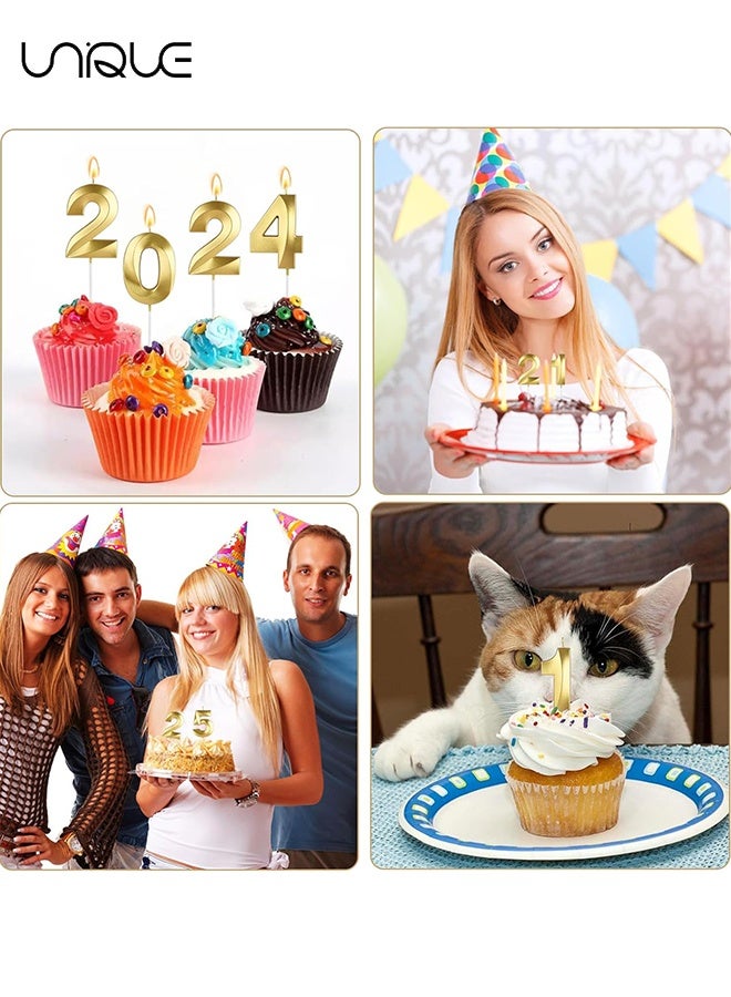 يونيك مجموعة شموع عيد ميلاد رقمية 10 قطع - شموع 0-9 زخرفة كيك توبر - شموع كعكة لامعة - زخرفة كعكة ثلاثية الأبعاد - زخرفة كعكة لحفلة عيد ميلاد ، حفلات زفاف ، حفلات شركة ، احتفالات الذكرى السنوية ، رقم شمعة عيد الميلاد - ذهبي - Image 3