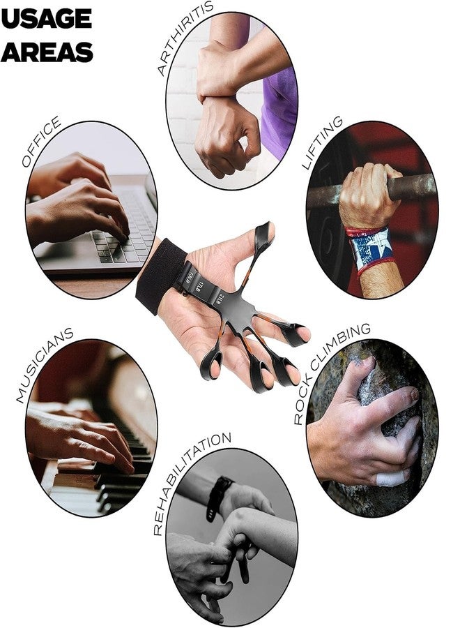 HENIJ® 2 Pcs New Grip Strength Trainer, Finger Strengthener, 6 Resistant Level Finger Exerciser, Hand Strengthener for Strength Training, Finger Flexion Extension Training, Black & Grey - Image 3