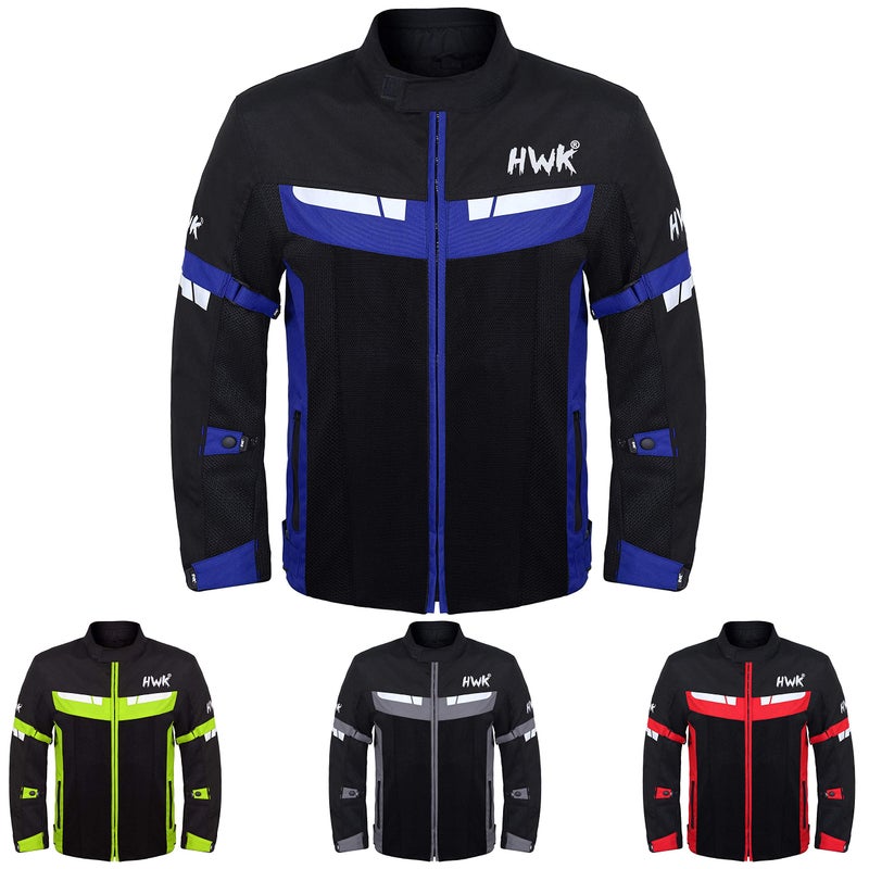 HWK Mesh Motorcycle Jacket Riding Air Motorbike Jacket Biker CE Armored Breathable Medium Blue Motorcycle Armor