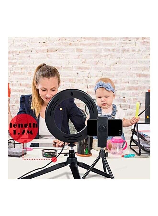 BORTONY Mini LED Photography Ring Light With Tripod Stand 6 inch White - Image 3