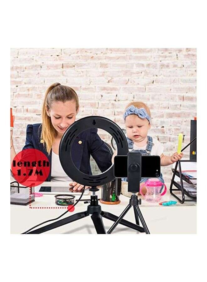 BORTONY Mini LED Photography Ring Light With Tripod Stand 6 inch White  - Image 3