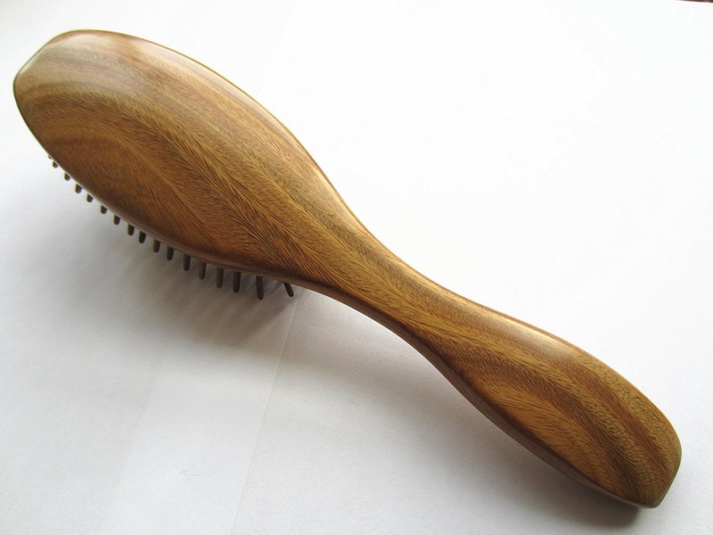 Myhsmooth G2s-am-gs Big Size Professional Handmade Natural Green Sandalwood No Static Hair Brush Air Bag Massage Comb Hair Comb with Handle with Aromatic Scent for Gift - Image 4