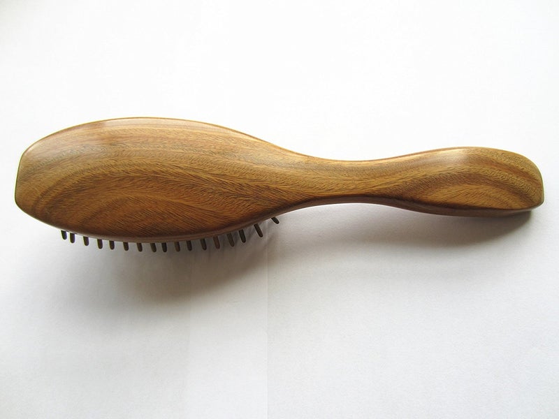 Myhsmooth G2s-am-gs Big Size Professional Handmade Natural Green Sandalwood No Static Hair Brush Air Bag Massage Comb Hair Comb with Handle with Aromatic Scent for Gift - Image 2