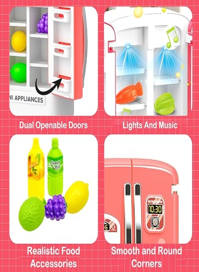 VGRASSP Mini Refrigerator Toy for Kids with Lights and Music - Double Door Pretend Play Fridge with Realistic Food Accessories - Educational Kitchen Toy for Boys and Girls - Color As Per Stock - Image 4