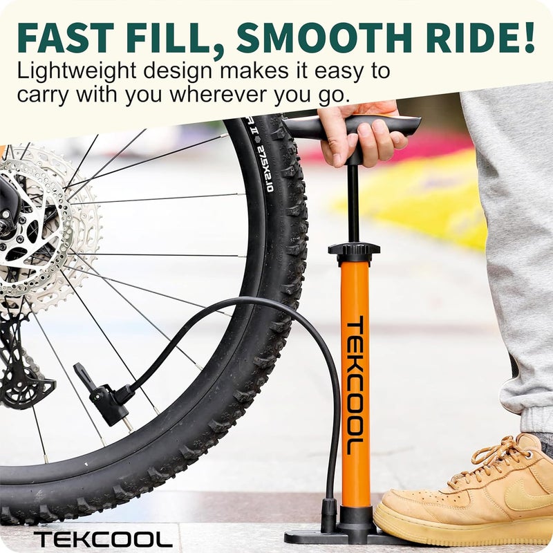 TEKCOOL آلة مضخة الهواء للبسكليت وكرة القدم بالبالون لضغط الهواء العالي للبسكليت، مضخة كرة القدم، مضخة لإطارات الدراجات - Image 5