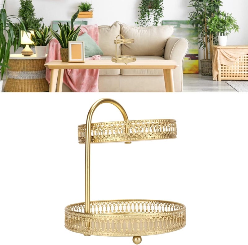 Pomya 2 Tier Countertop Fruit Basket Bowl Metal Fruit Tray Wire Vegetable Produce Storage Baskets for Home Kitchen Party Fruits Stand Holder Organizer Large Capacity Cupcake Stand - Image 5
