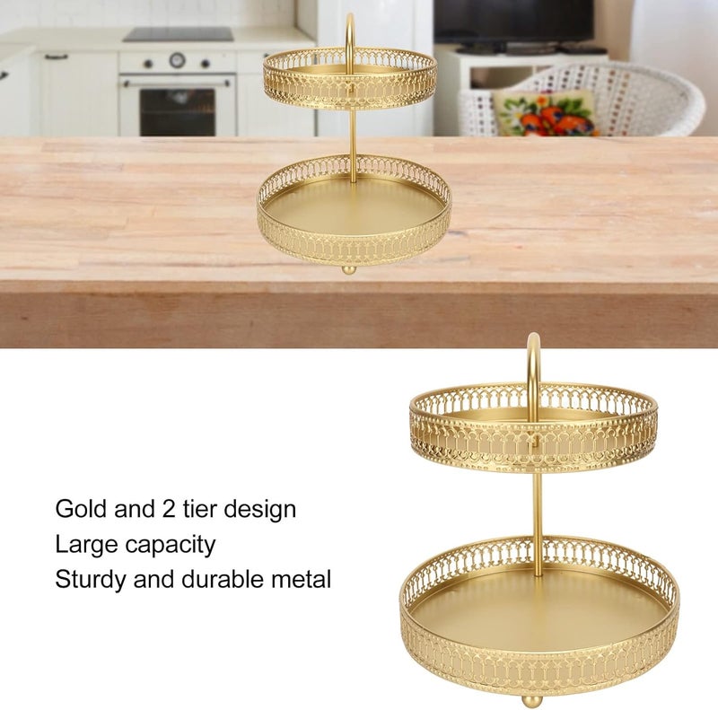 Pomya 2 Tier Countertop Fruit Basket Bowl Metal Fruit Tray Wire Vegetable Produce Storage Baskets for Home Kitchen Party Fruits Stand Holder Organizer Large Capacity Cupcake Stand - Image 2
