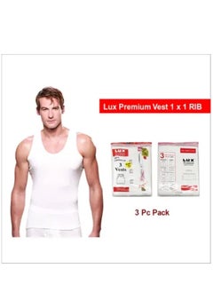 Lux Premium Vest – [Pack of 3] White, Pure Cotton Vest with 3X1 Rib, Comfortable Fit, Sleeveless Men’s Undershirt with 3X1 Rib  - Image 5