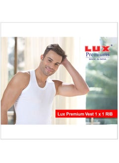 Lux Premium Vest – [Pack of 3] White, Pure Cotton Vest with 3X1 Rib, Comfortable Fit, Sleeveless Men’s Undershirt with 3X1 Rib  - Image 3