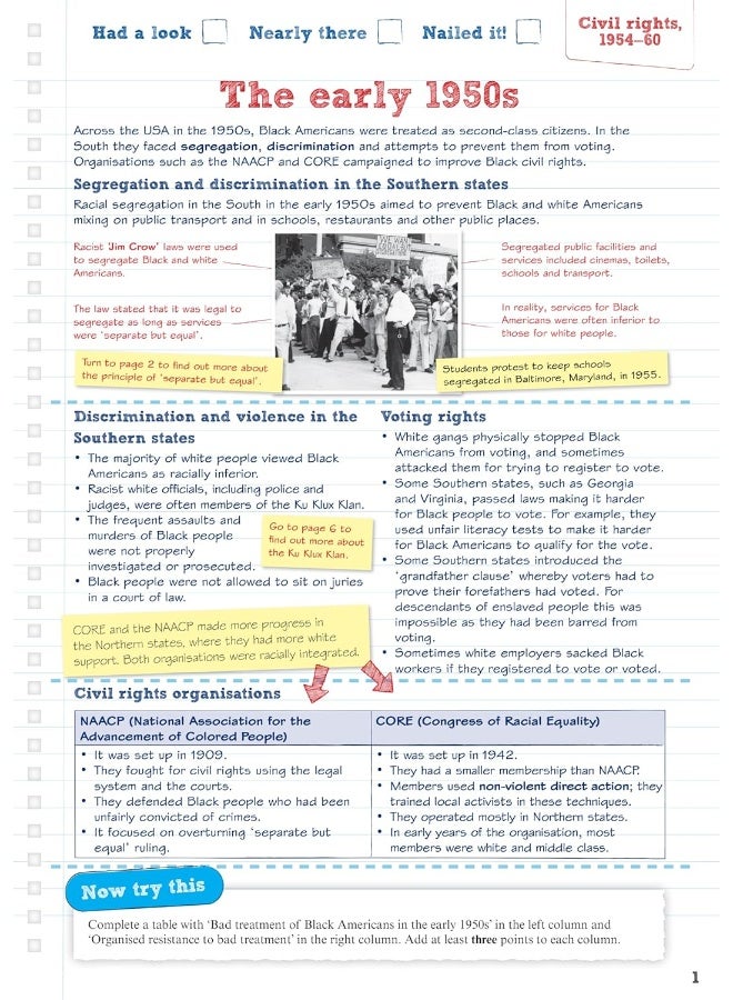 Pearson REVISE Edexcel GCSE History the USA, 1954-75 conflict at home and abroad Revision Guide and Workbook incl. online revision - for 2026, 2027 exams (Pearson Revise) - Image 4