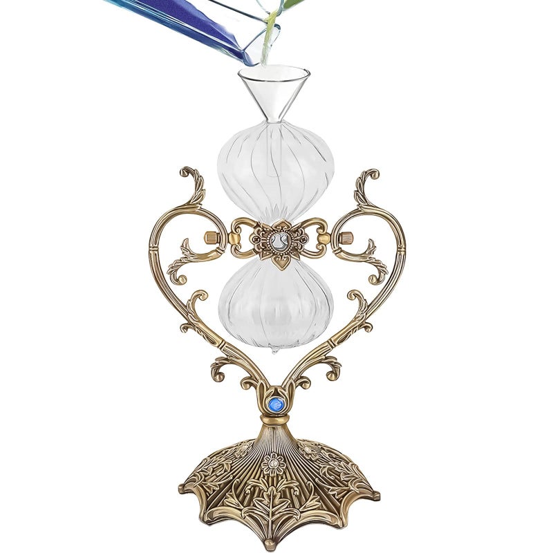 SuLiao Empty Hourglass Fillable 11 Inch Large Love Style Frame Vintage Brass DIY Sand Timer Unity Hourglass for Wedding Ceremony Set Without Sand Clock for Desk Home Office Decorative