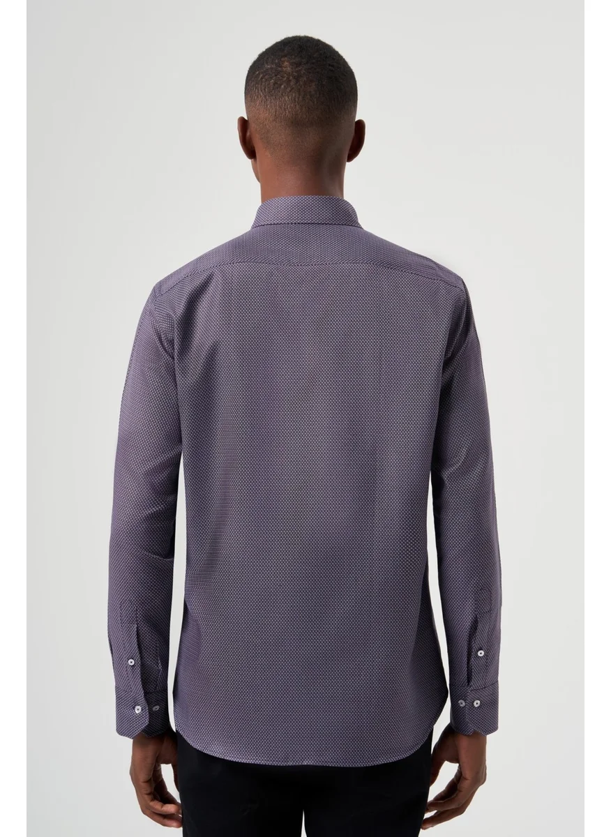 Bisse Men's Regular Fit Pasha Collar Sports Shirt LILA GM23K232050_D44