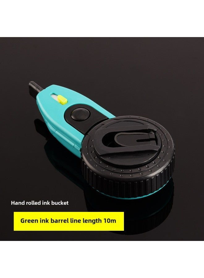 Bamboo Ink Bucket Plastic Ink Bucket Dragon Pattern Ink Bucket Automatic Woodworking Line Drawing Manual Spring And Release Line Carpenter Tool Self-rolling Ink Cartridge-Model:Hand-rolled Green Ink Bucket  - Image 1