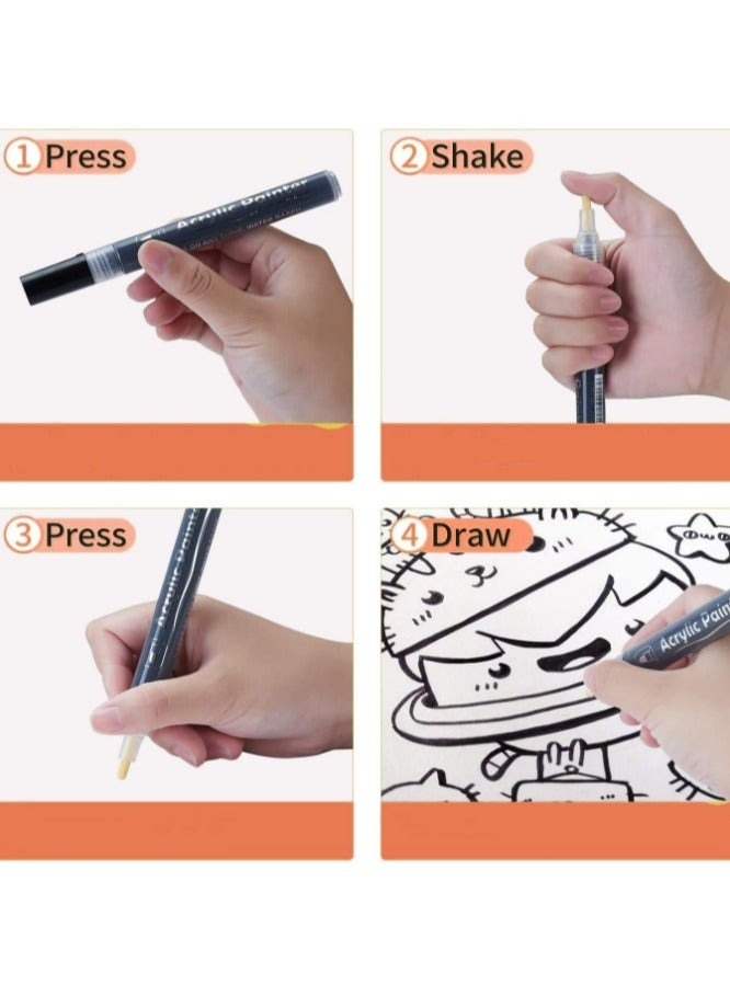 Generic Oasisgalore 6pcs Acrylic Paint Pens Black White Paint Pens Marker Pen for Drawing  - Image 3