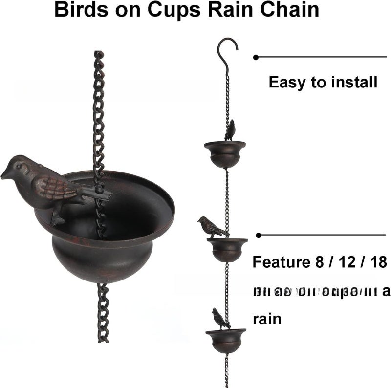 Liangting Drainage Chain 8 Birds Hanging Rainwater Chain - High Grade Material Durable Home Decoration For Daily Use - Image 4
