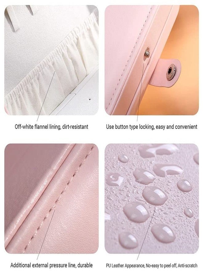RMYKX Jewellery Organiser PU Leather Zipper Portable Storage Box Case with Dividers Container for Rings, Earrings, Necklace Home Organizer, Pink (Style 2) - Image 4