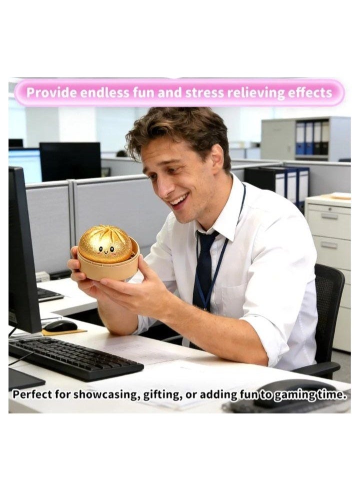 Glitter Gold Dumpling Squishy Toy, 10cm Giant Soft Stress Relief Fidget Toy - Image 2