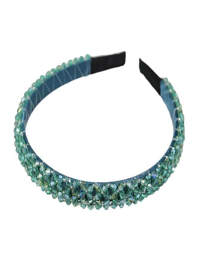 Ruihfas Fashion Sparkle 4 Rows Crystal Rhinestone Headbands Beaded Hair Hoop Band (Green) - Image 1
