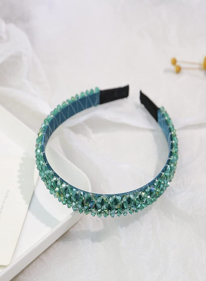 Ruihfas Fashion Sparkle 4 Rows Crystal Rhinestone Headbands Beaded Hair Hoop Band (Green) - Image 2