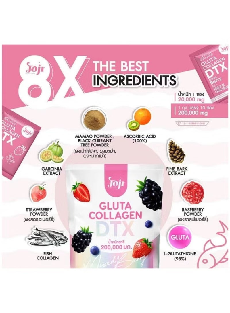 Joji Gluta Collagen DTX Mixed Berry – 200,000mg | Thai Whitening & Detox Drink with L-Glutathione, Collagen & Berries - Image 4