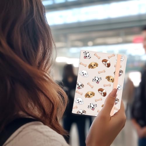beinkmake Cute Dog Passport Holder Cover Luggage Airplane Puppy Bones Pink Travel Wallet Passport Case with Credit Card Slots for Women Men Travelling Essentials for Flying - Image 5