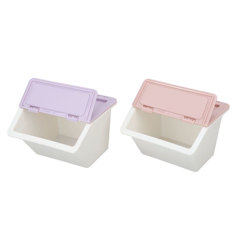 Desk Storage Box Purple Pink Dust Cover Stackable Design Keeping Tidy Skincare Organizer for Cosmetic - Image 1