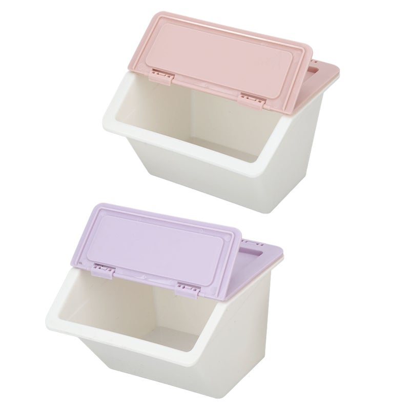 Desk Storage Box Purple Pink Dust Cover Stackable Design Keeping Tidy Skincare Organizer for Cosmetic - Image 2