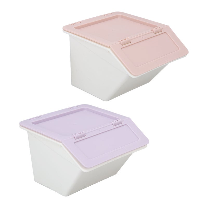 Desk Storage Box Purple Pink Dust Cover Stackable Design Keeping Tidy Skincare Organizer for Cosmetic - Image 5