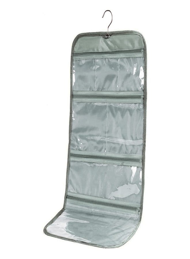 WODISON Foldable Clear Hanging Travel Toiletry Bag Cosmetic Organiser Storage, Grey, One Size - Image 1