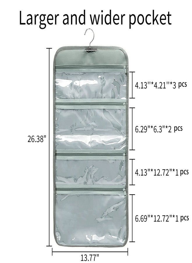WODISON Foldable Clear Hanging Travel Toiletry Bag Cosmetic Organiser Storage, Grey, One Size - Image 2
