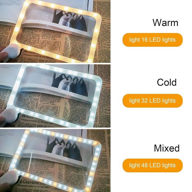 klarako Handheld Magnifying Glass with 5X Magnification LED Light Folding 5X Handheld Reading Magnifier Handheld Magnifying Glass with Light Handheld Magnifying for Reading and Writing - Image 3