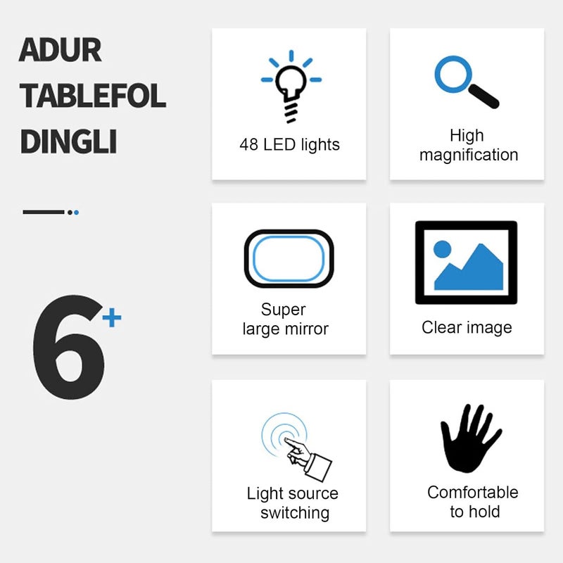 klarako Handheld Magnifying Glass with 5X Magnification LED Light Folding 5X Handheld Reading Magnifier Handheld Magnifying Glass with Light Handheld Magnifying for Reading and Writing - Image 5