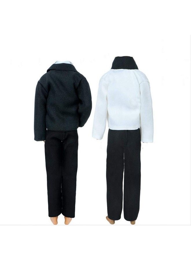 BJDBUS 2 Sets Formal Office Suits Including Black Coat White Coat White Shirt With Bow Knot Black Trousers Groom Wedding Tuxedo For 11.5 Inch Boy Doll Clothes  - Image 5