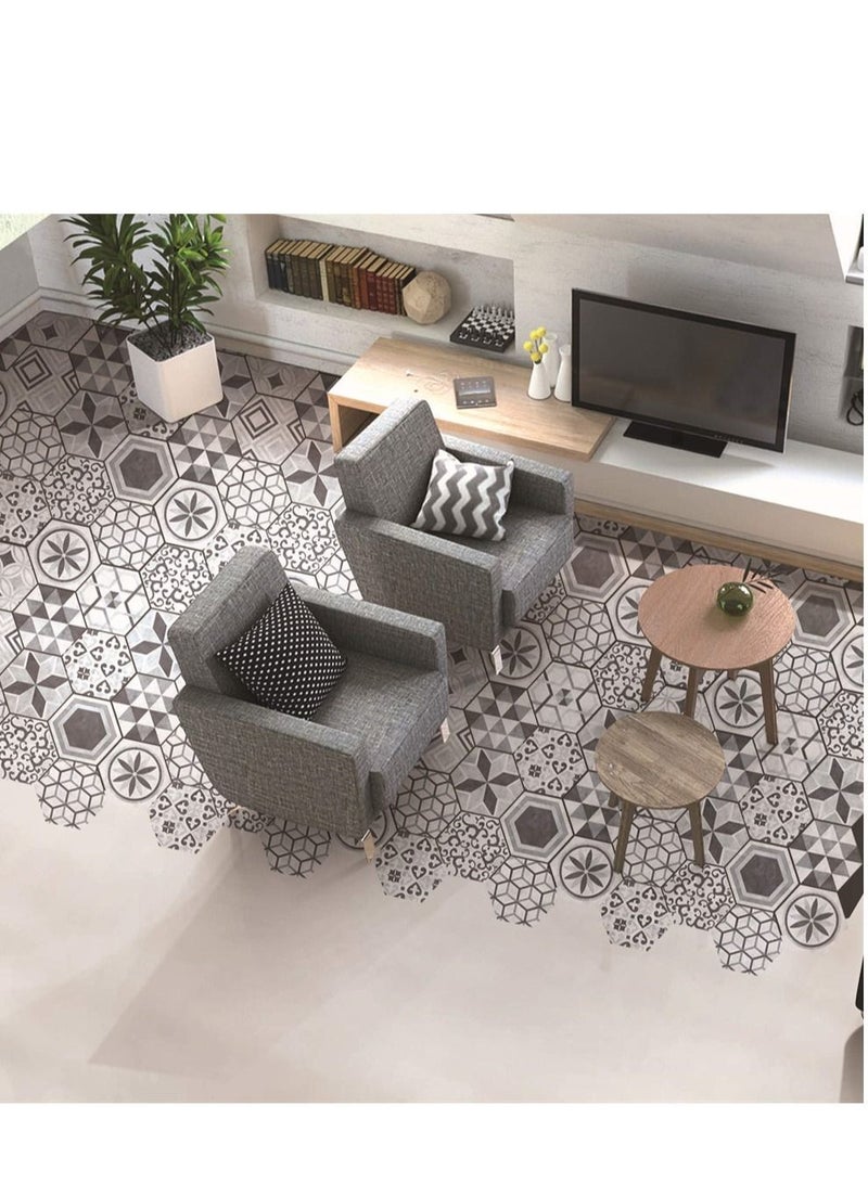 SYOSI ملصق أرضية غير قابل للانزلاق على شكل سداسي، 10 قطع ملصقات خلفية مقاومة للماء وغير قابلة للانزلاق، ملصقات لاصقة ذاتية التصاق، ديكور فني للحمام، المطبخ، غرفة النوم، زخرفة جداريّة منزلية - Image 3
