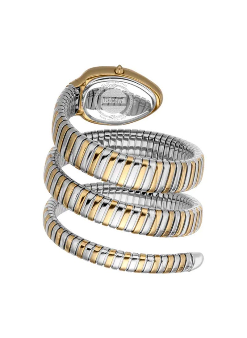 Just Cavalli ساعة نسائية أنالوج كوارتز ذهبية فضية من الفولاذ المقاوم للصدأ JC1L224M0065 - Image 2