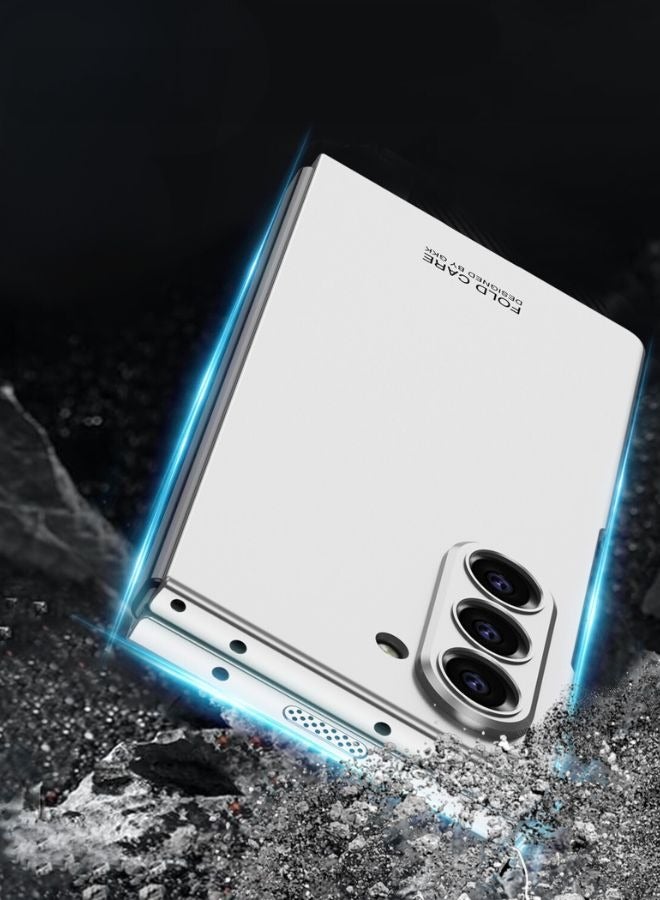 LEEKA Samsung Galaxy Z Fold 6 Ultra Thin Fine Hole Design Case with Tempered Glass Screen Protector, Anti-Slip PC Material for Ultimate Protection and Sleek Design - Black - Image 3