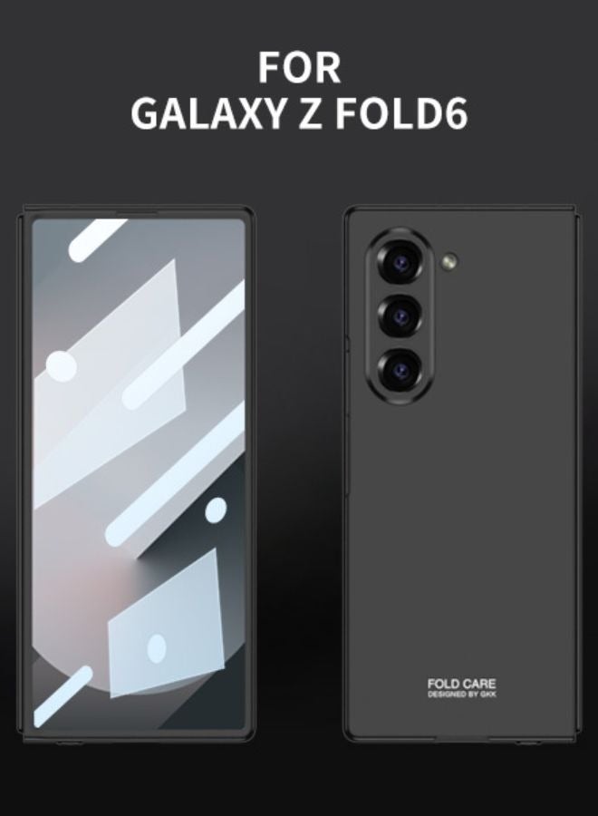 LEEKA Samsung Galaxy Z Fold 6 Ultra Thin Fine Hole Design Case with Tempered Glass Screen Protector, Anti-Slip PC Material for Ultimate Protection and Sleek Design - Black - Image 5