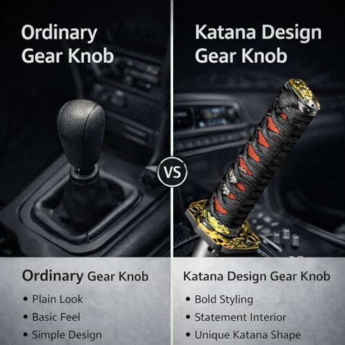 YOURKARTS.COM Katana Design Car Gear Knob (Black, 20CM) – Universal Stainless Steel Samurai Stick Shifter with Brushed Finish | Unique Styling | car Accessories 2025 - Image 2